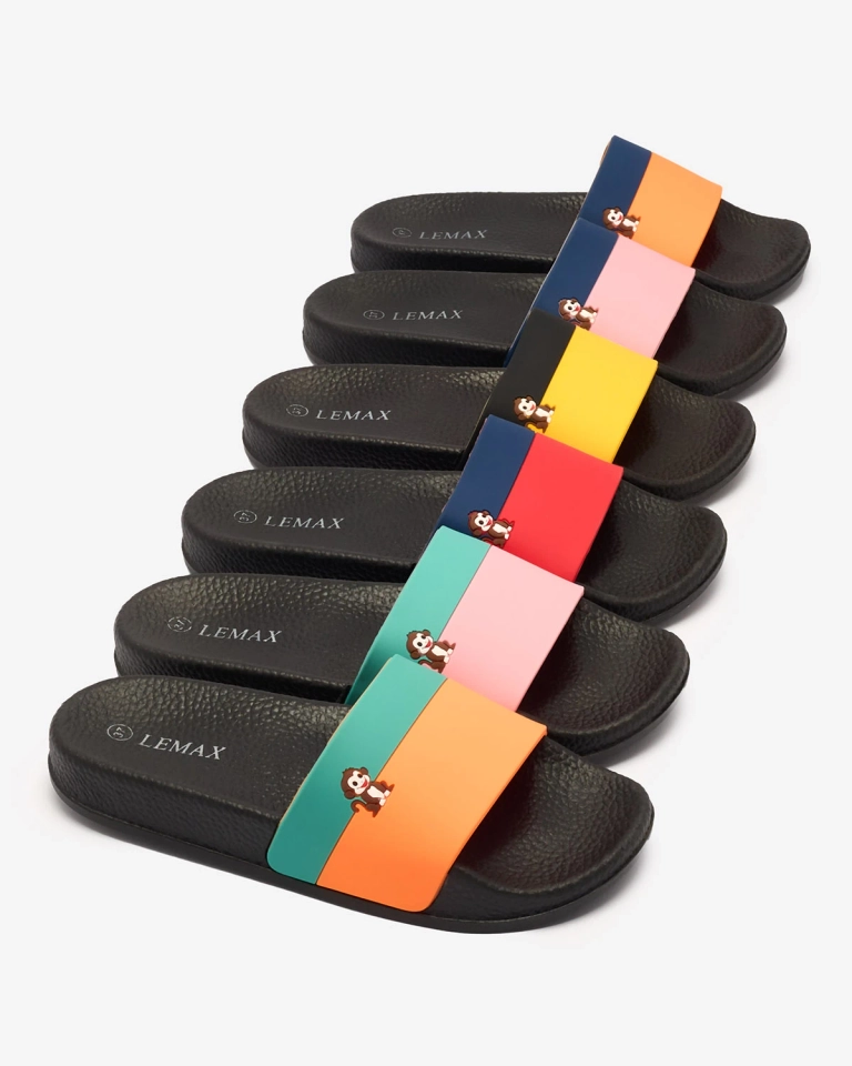 Royalfashion Зелено-оранжеви дамски гумени джапанки Lierigs