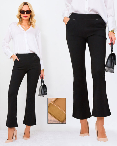 Royalfashion Черни дамски клинове от екокожа a'la bells