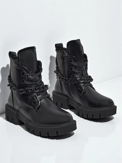 Дамски еко кожени боти с връзки Anviq