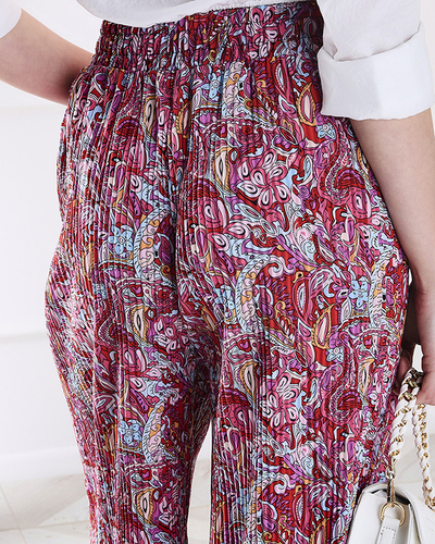 Дамски панталон с широки крачоли в червено - Облекло