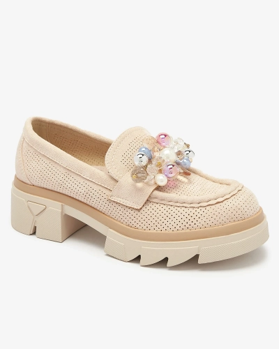 Дамски ажурни мокасини в бежов цвят Peloga- Footwear