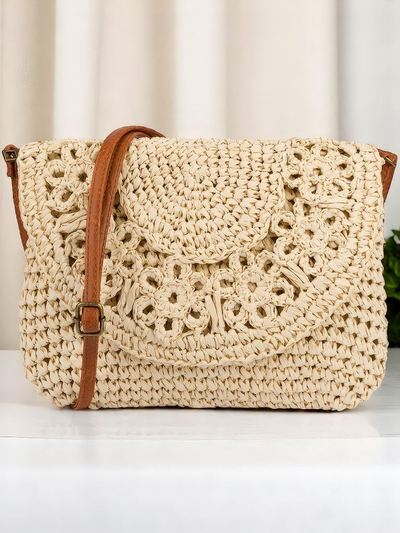 Royalfashion Малка сламена дамска чанта Sunny Stripes Mini