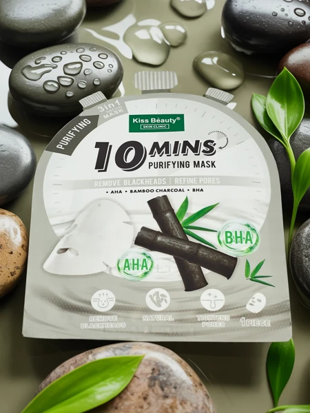 Маска за лице в лист, почистваща с бамбуков въглен