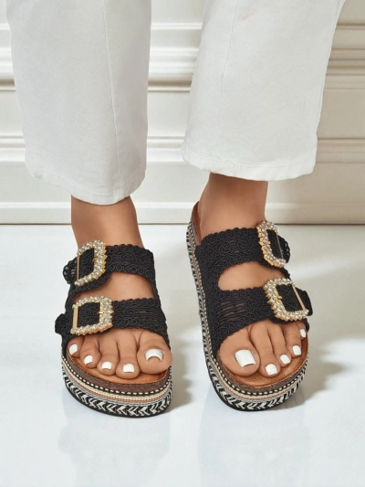 Royalfashion Дамски сандали с катарами с камъни GlamCork