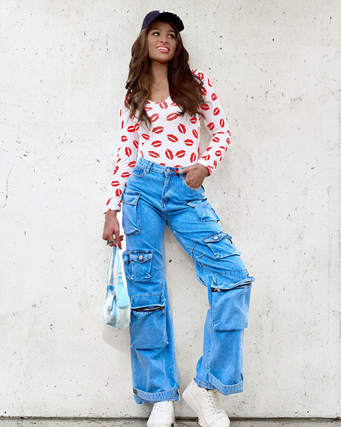 Royalfashion Дамски широки бойни панталони