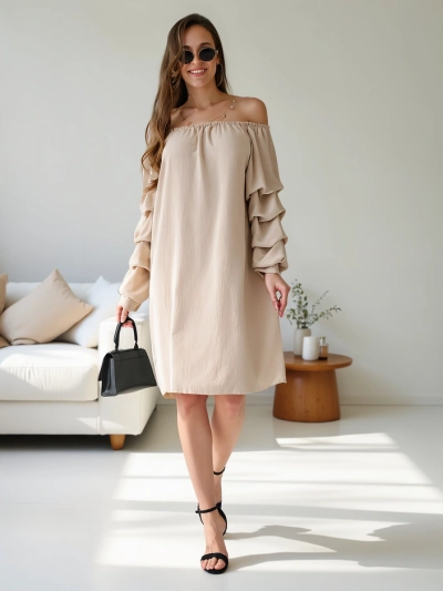 Кралска мода Гладка дамска рокля а-ла Испанска с ръбове