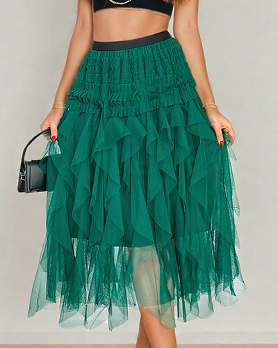 Royalfashion Дамска двупластова миди пола