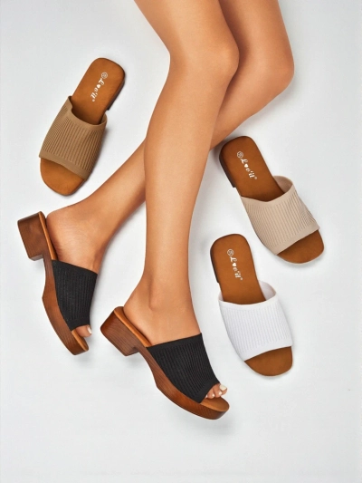 Royalfashion Дамски чехли на нисък ток Ribbed Grace