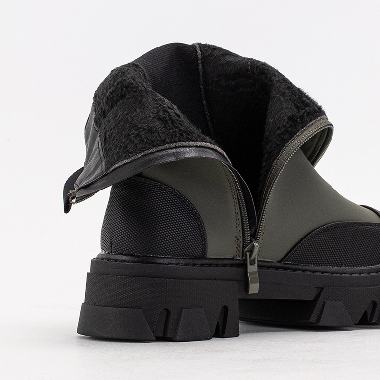 Ciemnozielone damskie botki na masywnej podeszwie Rosidi - Obuwie