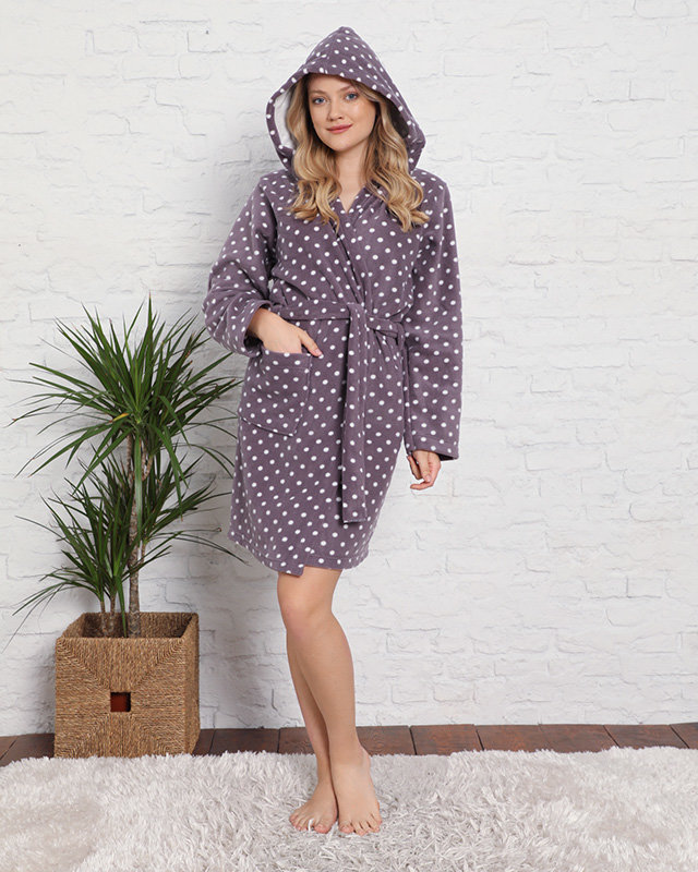 Мек лилав дамски халат на точки - Облекло