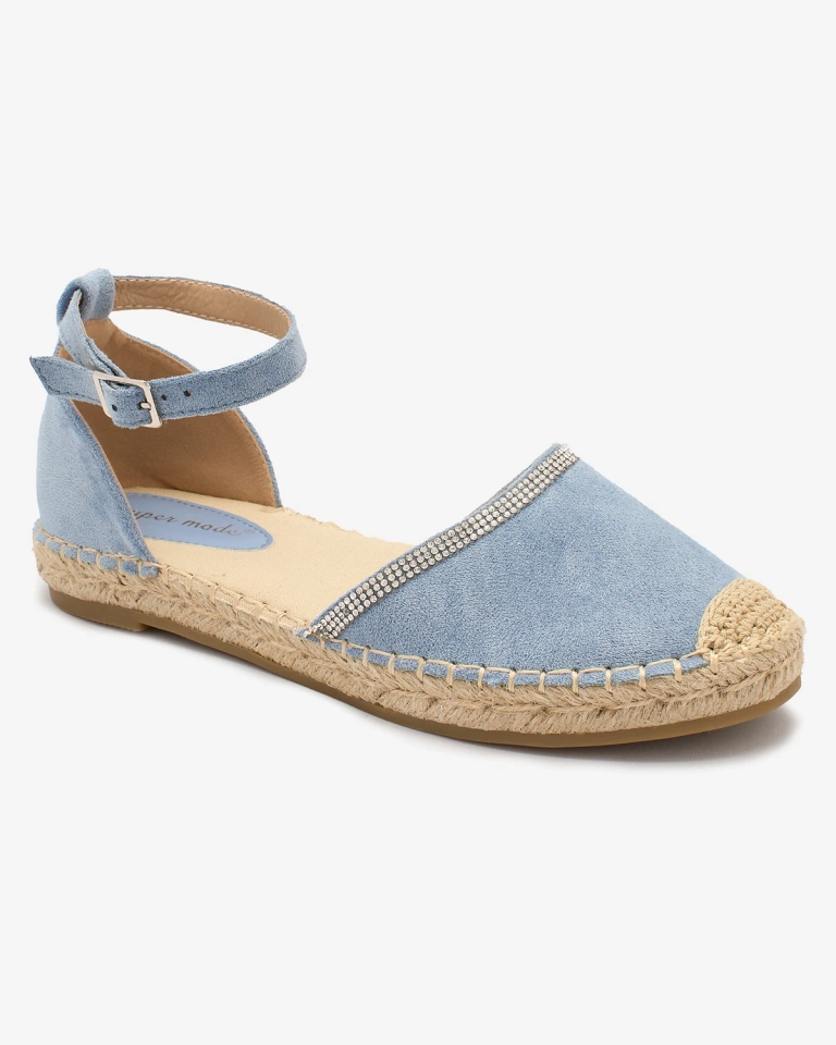 Royalfashion Дамски еспадрили с циркони в синьо Rieta