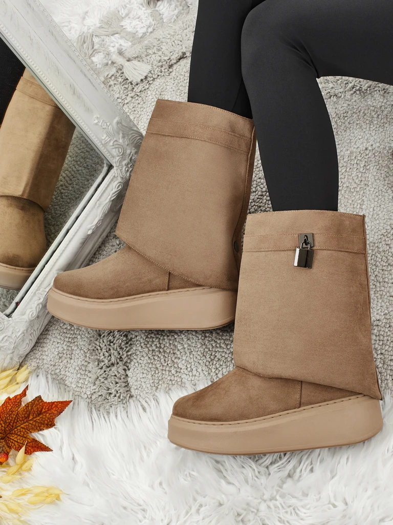 Къси дамски боти тип снегоходки с пришита горна част Elizze