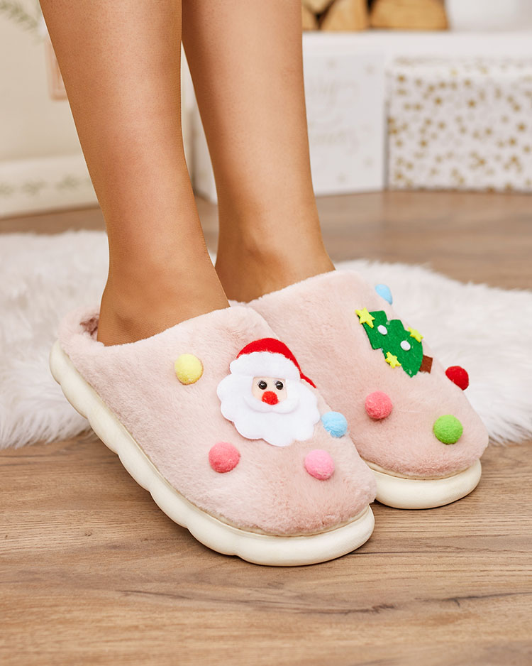 Royalfashion Коледни дамски чехли в розово Fertemse