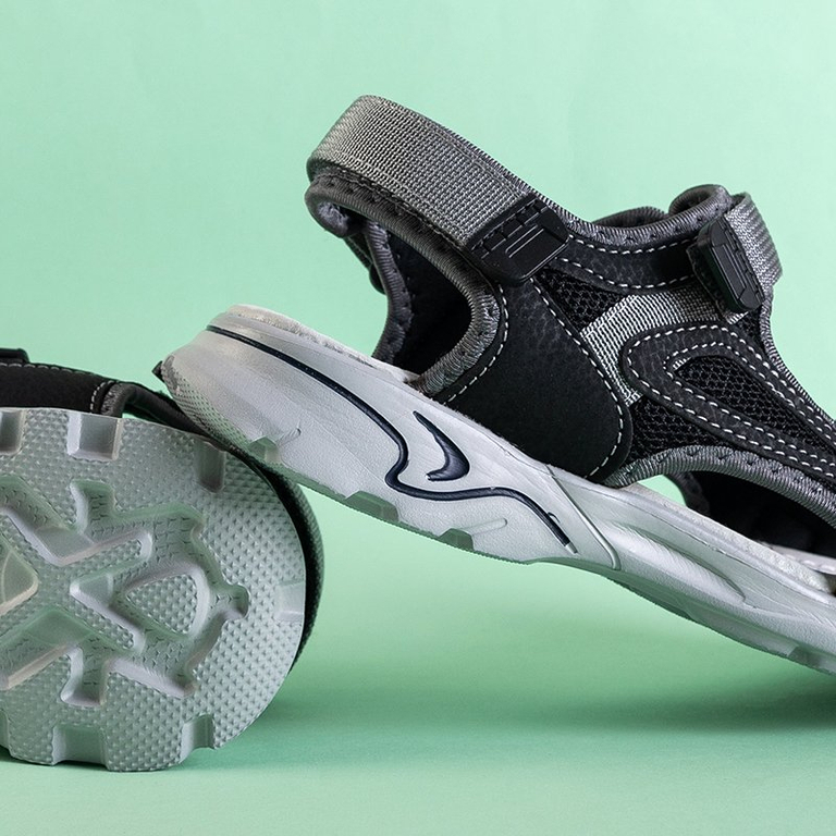 Czarne chłopięce sandały na rzepy Asitop - Obuwie