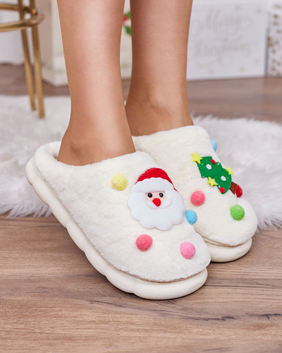 Royalfashion Коледни дамски чехли в бяло Fertemse