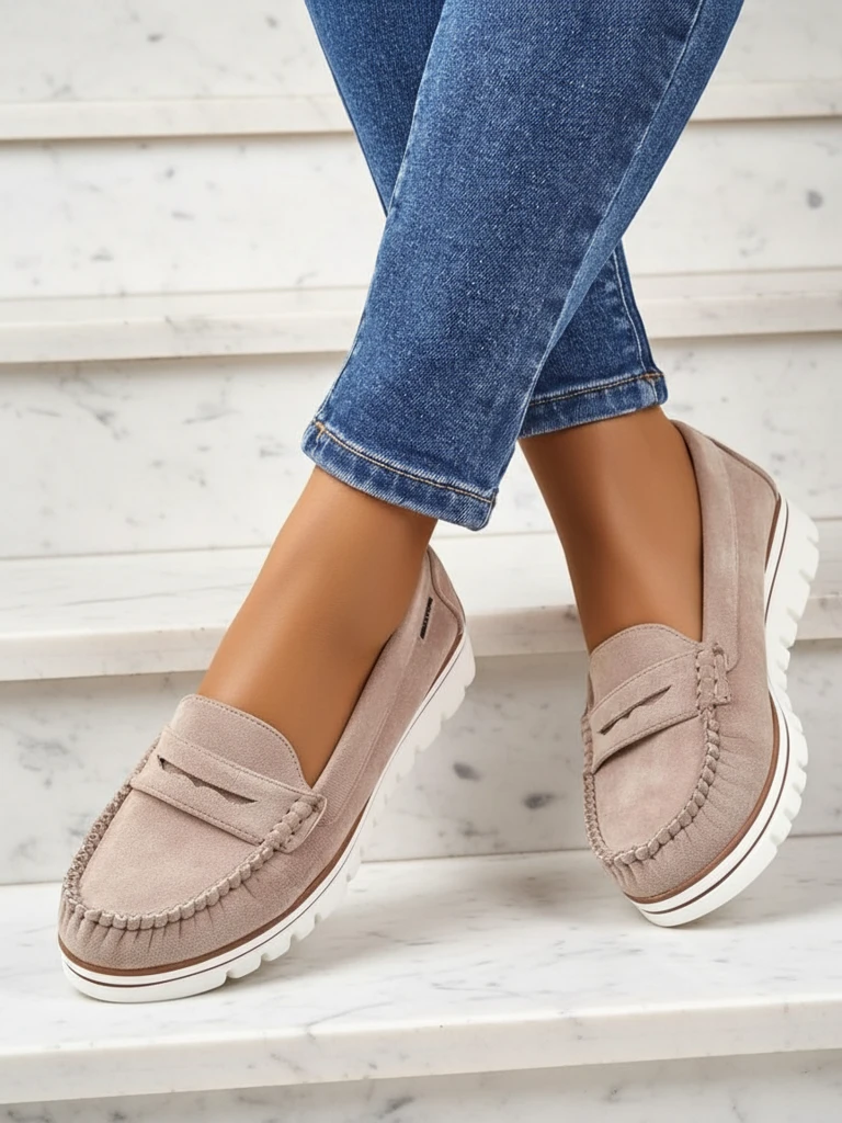 Luna Елегантност на бежови мокасини от еко кожа