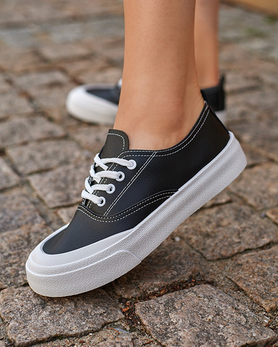 Czarne damskie tenisówki Lorino - Obuwie