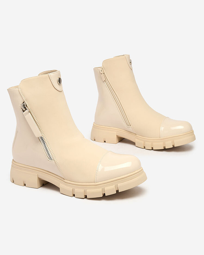 Royalfashion Бежови матови дамски ботуши Hedaheh