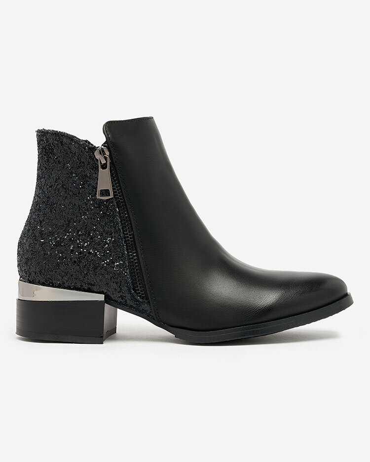 Royalfashion Черни дамски ботуши с брокат Brosecco