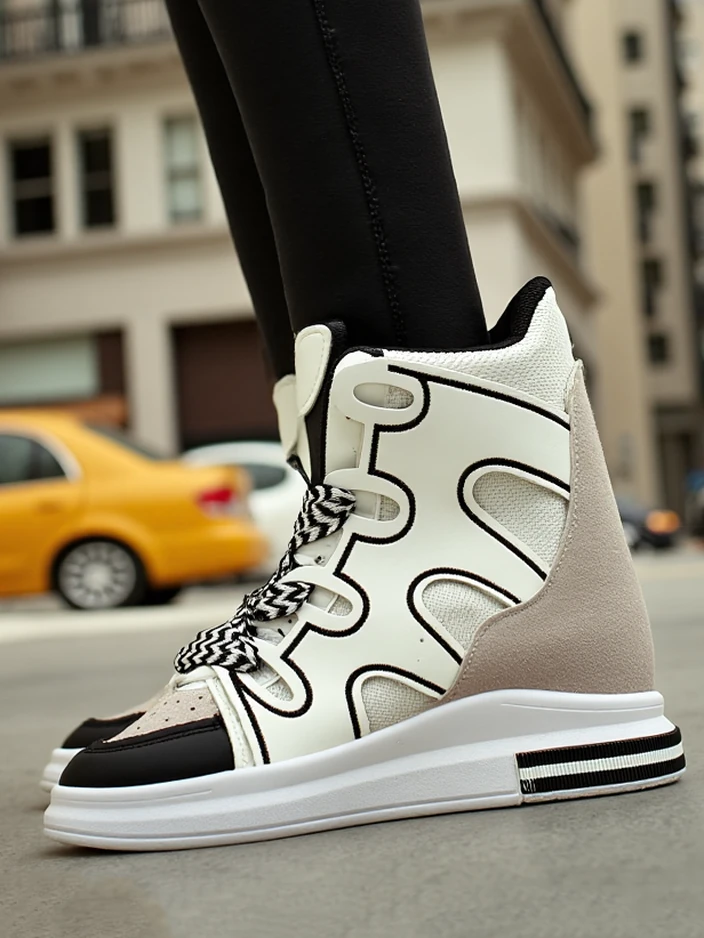 Royalfashion Високи спортни обувки за жени с скрит ток Облаффи