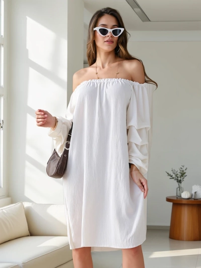 Royalfashion Гладка дамска рокля в испански стил с ръбрани