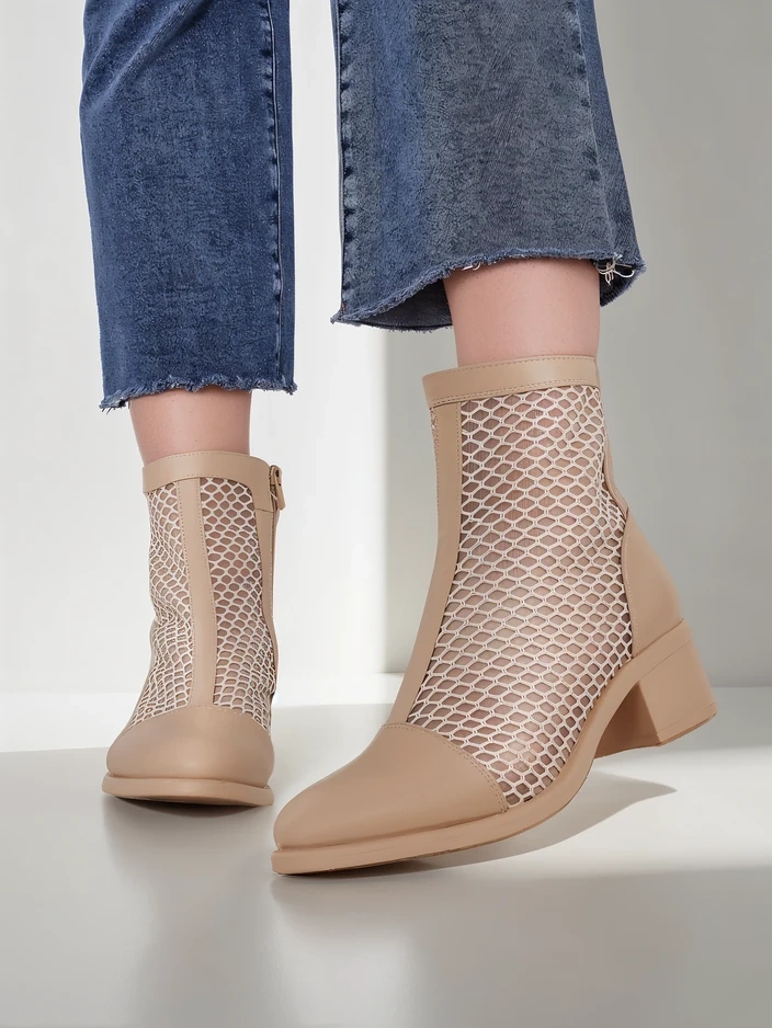 Royalfashion Женски обувки до глезена с отворени детайли и нисък ток Rowices