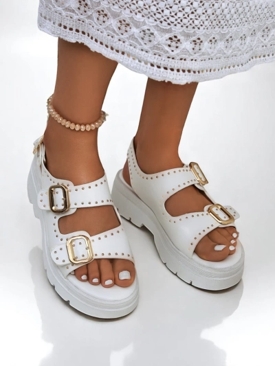 Royalfashion Дамски сандали на дебела подметка с камъчета Rocky Chic