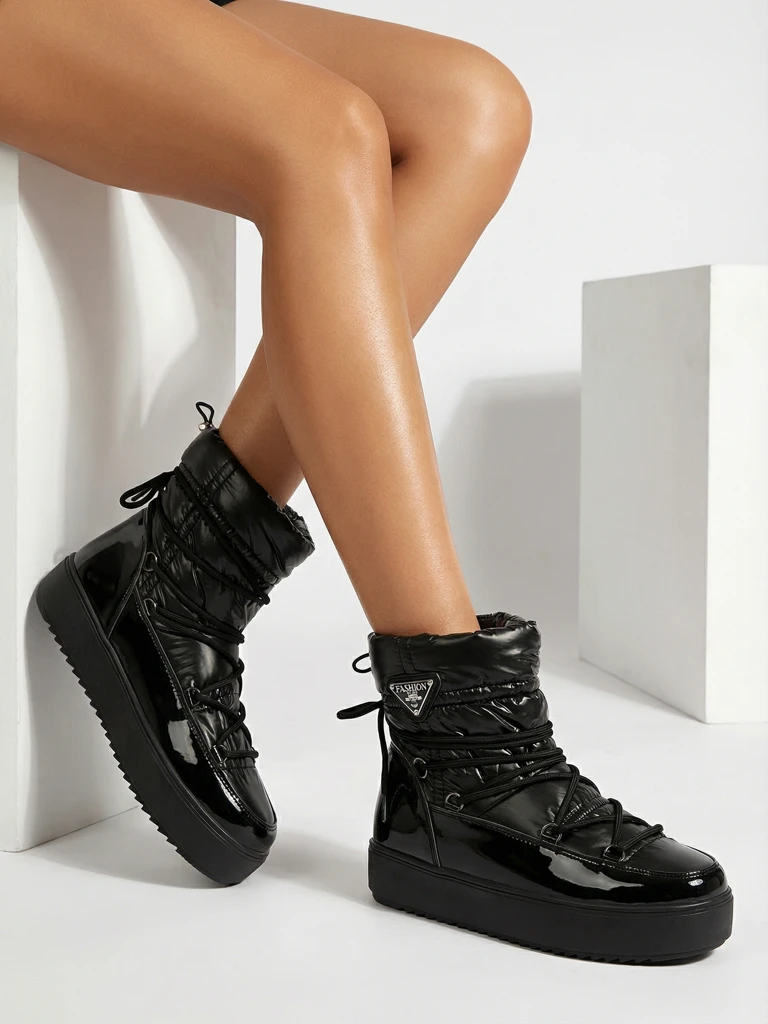 Royalfashion Дамски ботуши a'la snow boots в черно Vevnose