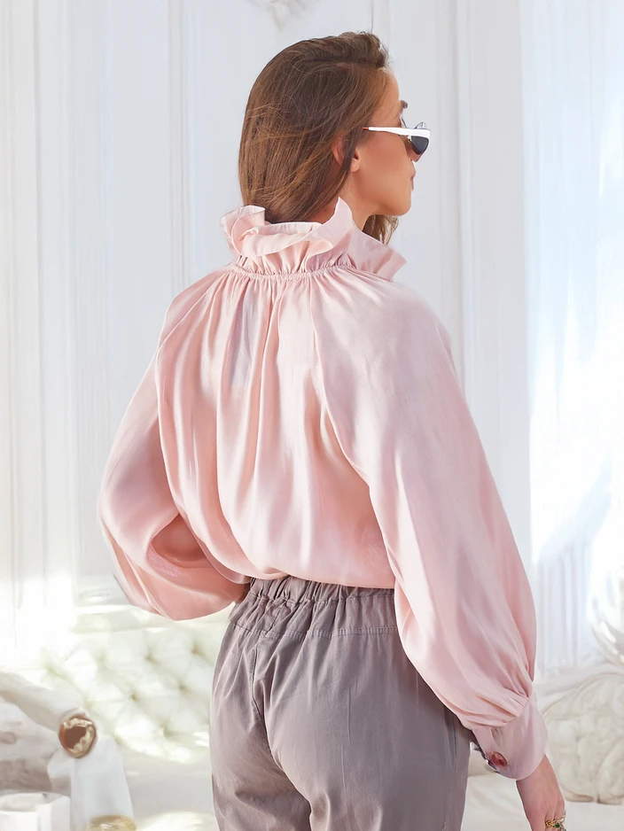 Royalfashion Блестяща дамска риза с декоративна яка