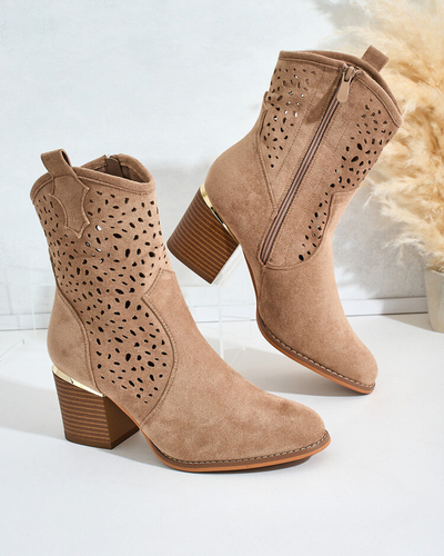 Royalfashion Дамски ажурни ботуши Mozie с нисък ток
