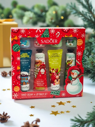 Sadoer Коледен комплект кремове за ръце и балсами за устни