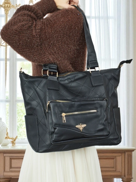 Дамска чанта тип shopper, еко кожа, капитонирана Marvaya