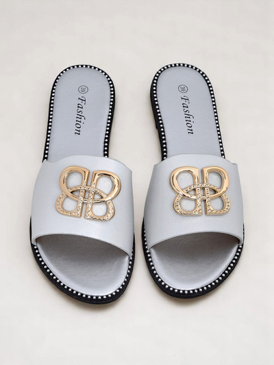 Royalfashion Дамски чехли на равна подметка Aura Gold