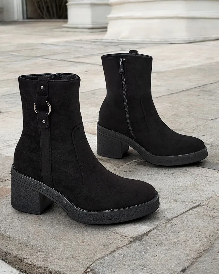 Дамски глезенови ботуши Royalfashion на ток Борон