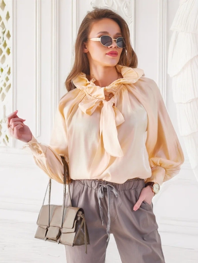 Royalfashion Блестяща дамска риза с декоративна яка