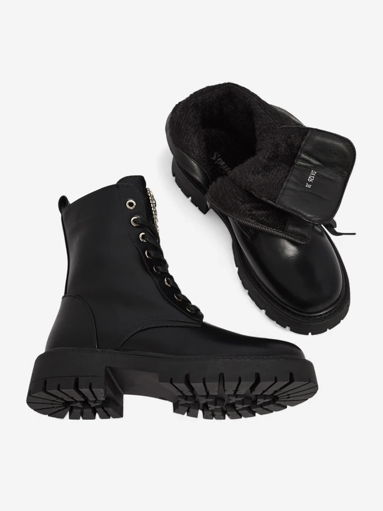 Дамски боти Luna, черни, кожени, елегантни за есента