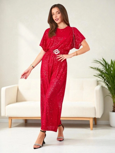 Дамски дълъг комбинезон Royalfashion с пайети