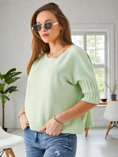 Royalfashion дамски вълнен пуловер с къси ръкави