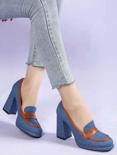 Royalfashion Женски дънкови мокасини на блок ток Jozenas