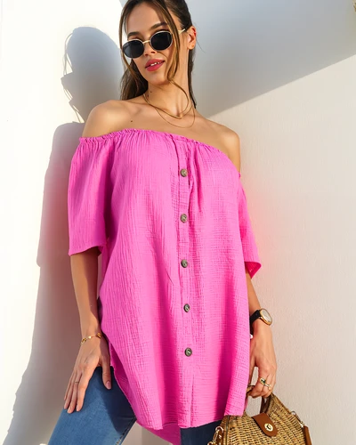 Рокля на Royalfashion от памук за жени в испански стил с декоративни копчета