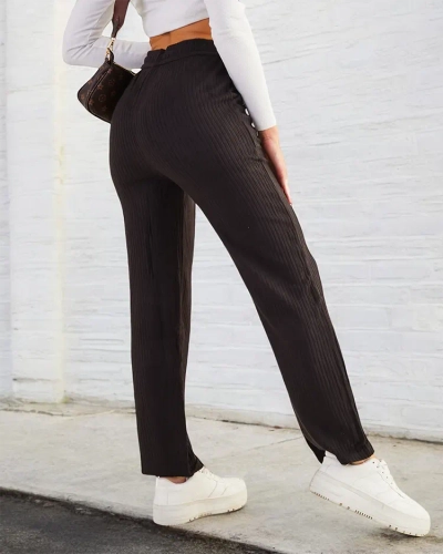 Royalfashion Дамски широки панталони с ребра PLUS SIZE