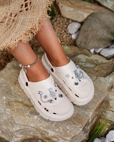 Royalfashion Кремави дамски гумени джапанки Kooranza