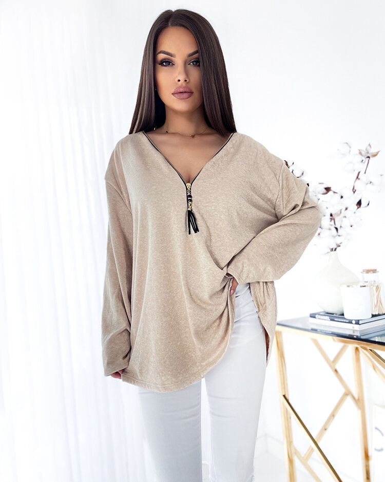 Royalfashion Дамска блуза oversize в бежово