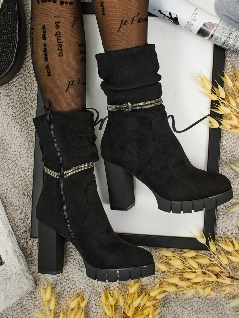 Дамски еко велурени боти на ток RuneFlicker