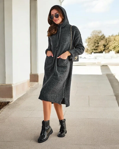 Дамска дълга пуловерна рокля Royalfashion