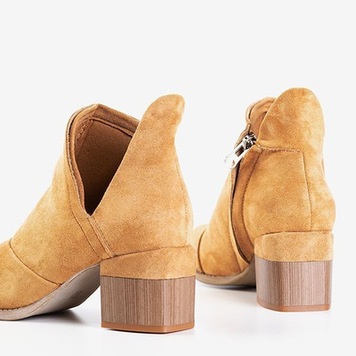 Brązowe damskie botki na słupku Jeneuer - Obuwie