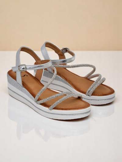 Royalfashion дамски сандали на клин със стрази Ballosa