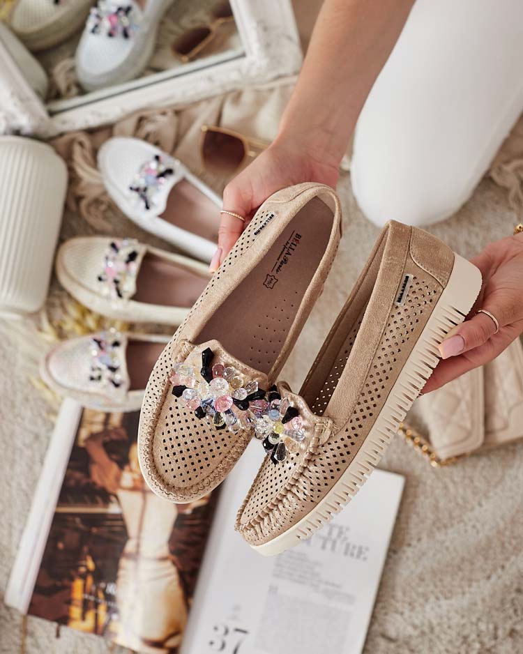 Royalfashion Дамски ажурни мокасини с мъниста Nasfali