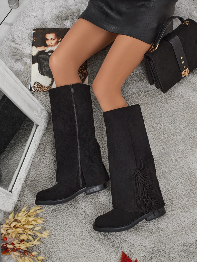 Дамски еко велурени ботуши с горна част Ismara