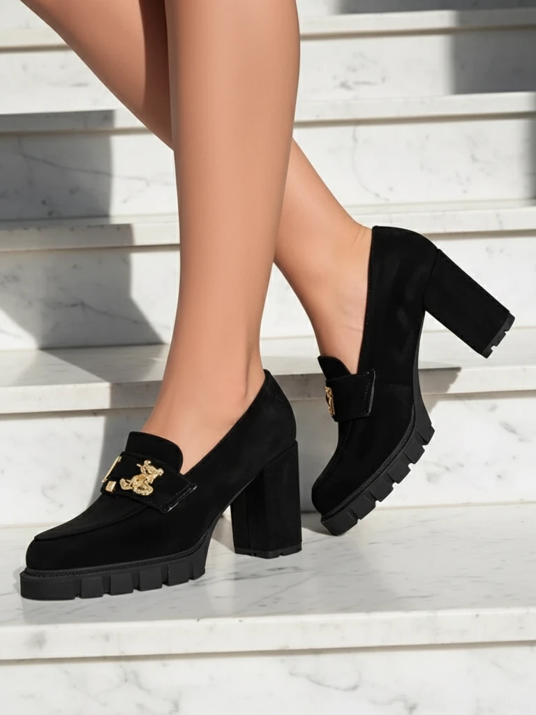 Зашеметяващи черни обувки на ток от велур, елегантни и модерни